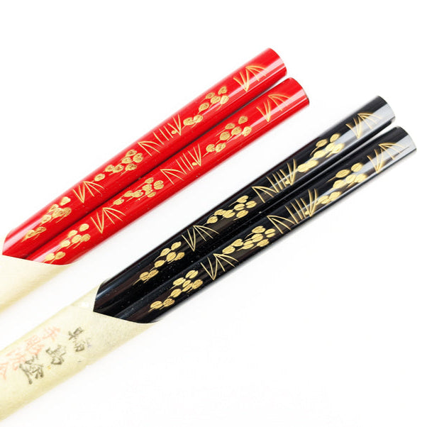 輪島箸 本うるし沈金 稲穂2膳入箸