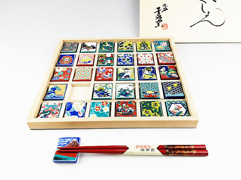 九谷焼 色絵 箸置き コレクション(専用木箱付)