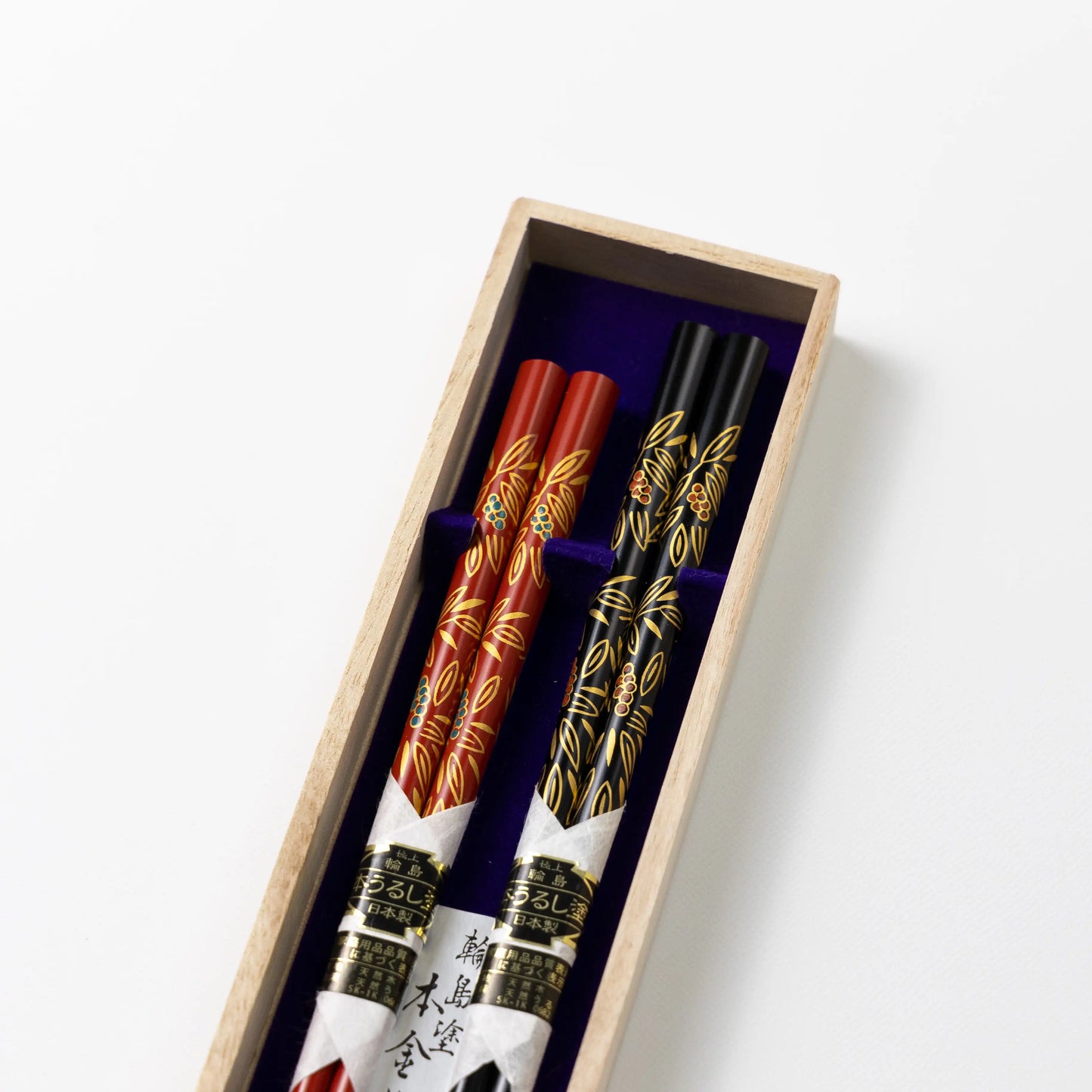 輪島箸本うるし先乾漆 蒔絵南天2膳入箸