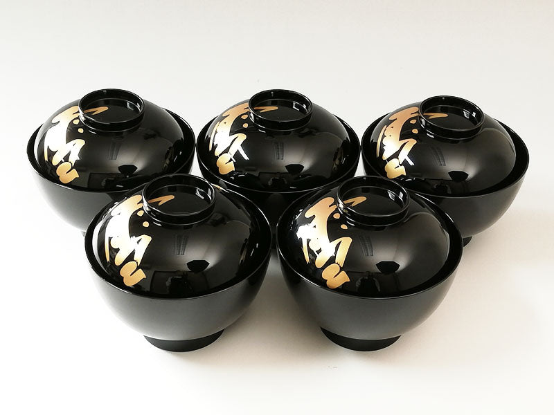 山中塗 雪月花蒔絵 吸物椀5客揃