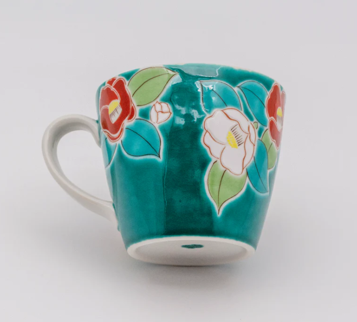 九谷焼 色絵マグカップ 四季の花 椿
