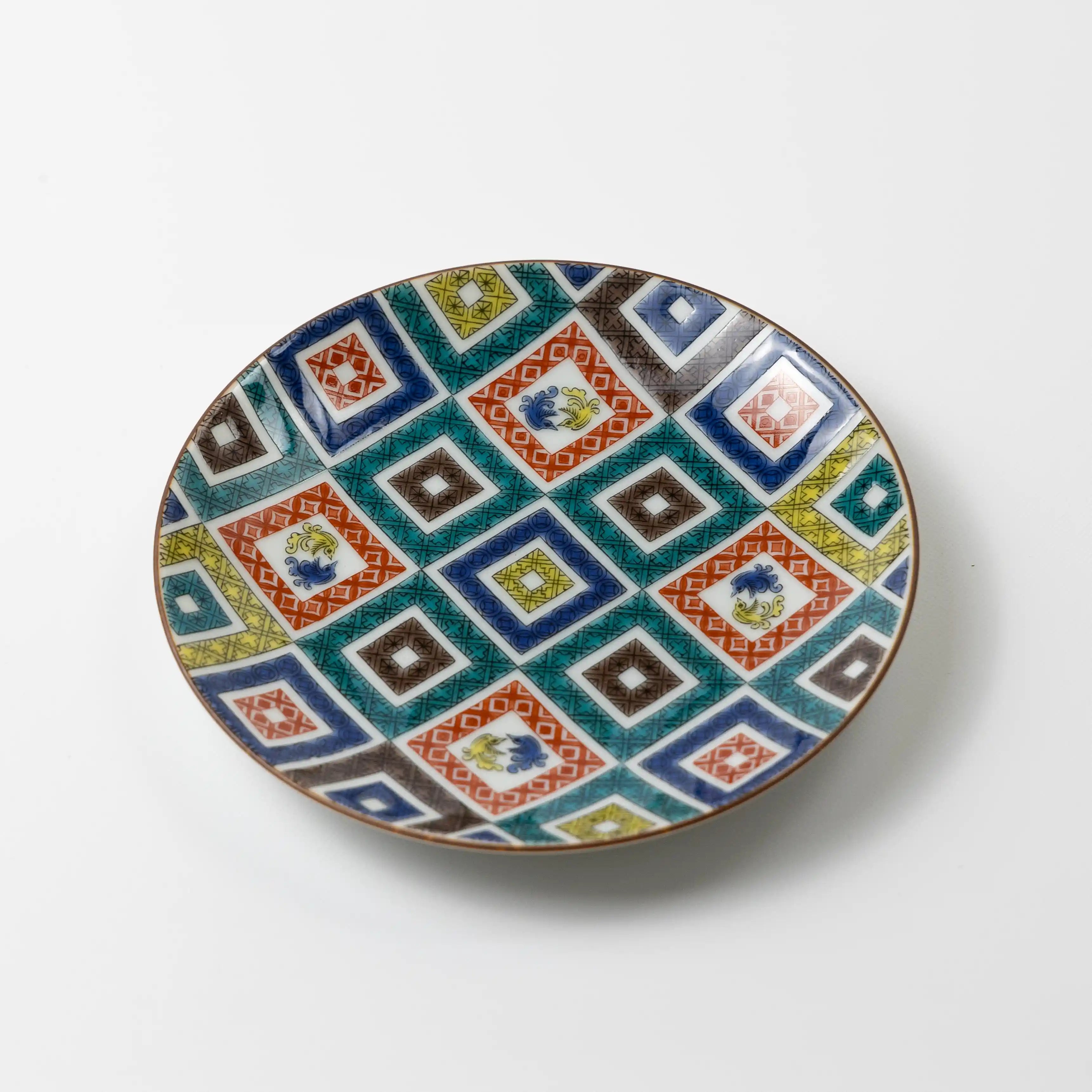 古九谷五彩人物風景画中皿5枚時代木箱付15.4㎝Y4-0725⑥ 古九谷五彩人物風景画中皿5枚時代木箱付15.4㎝Y4-0725⑥