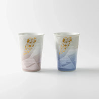 九谷焼 ペアーフリーカップ 銀彩金ちらし