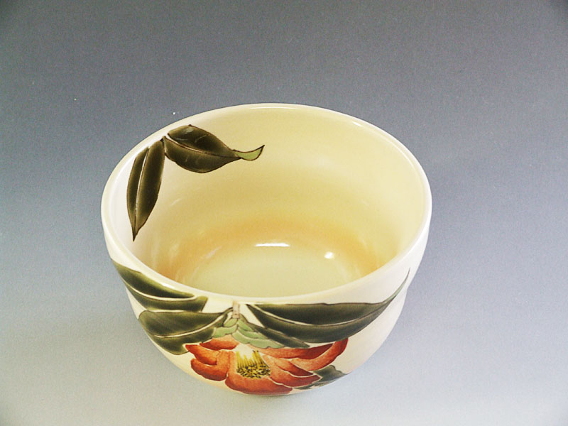 九谷焼【山田義明作】椿 抹茶碗