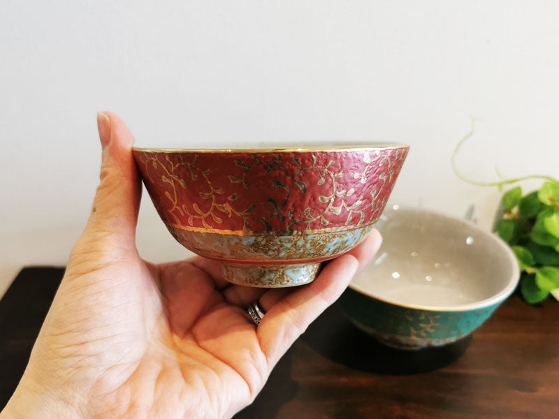 九谷焼 組飯碗 金唐草