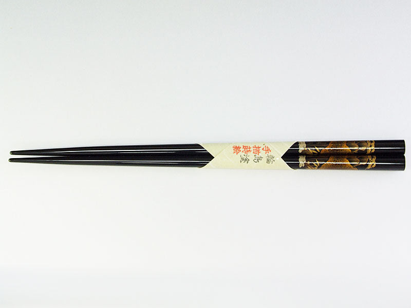 輪島箸 本うるし純金蒔絵山水 1膳入箸 (黒)