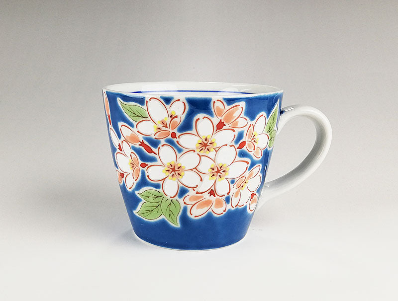 九谷焼 色絵マグカップ 四季の花 桜