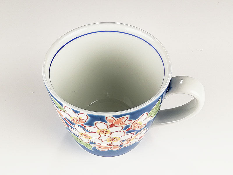 九谷焼 色絵マグカップ 四季の花 桜