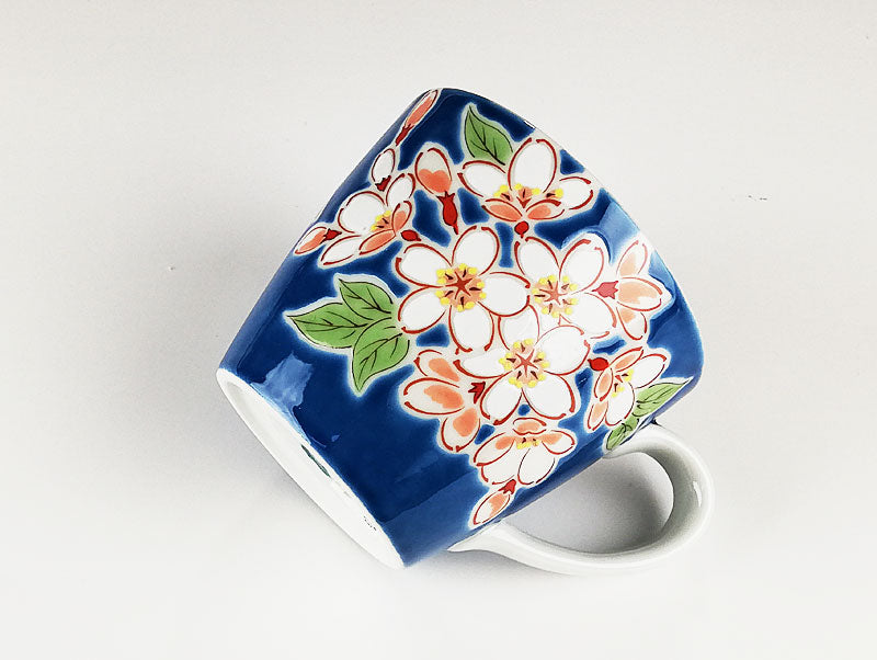九谷焼 色絵マグカップ 四季の花 桜