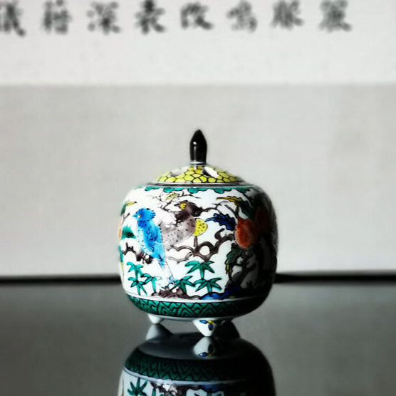 九谷焼 3.5号香炉 古九谷花鳥