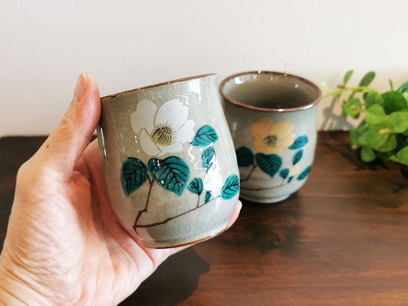 九谷焼 組湯呑 山茶花