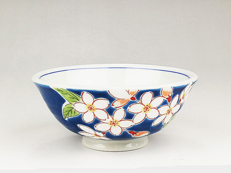 九谷焼 色絵飯碗 四季の花(桜)