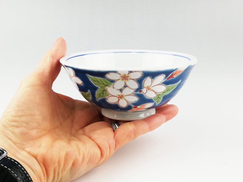 九谷焼 色絵飯碗 四季の花(桜)