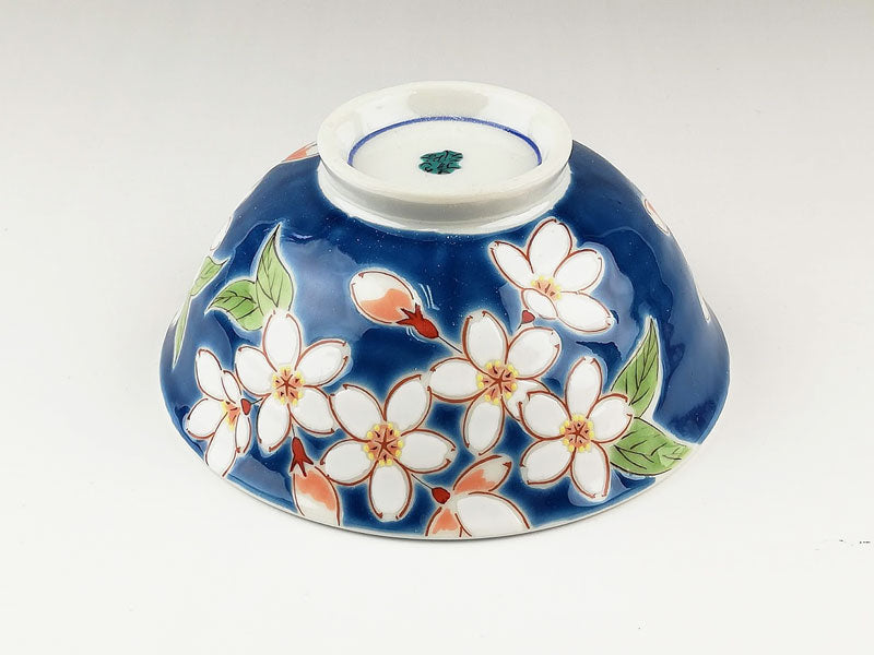 九谷焼 色絵飯碗 四季の花(桜)