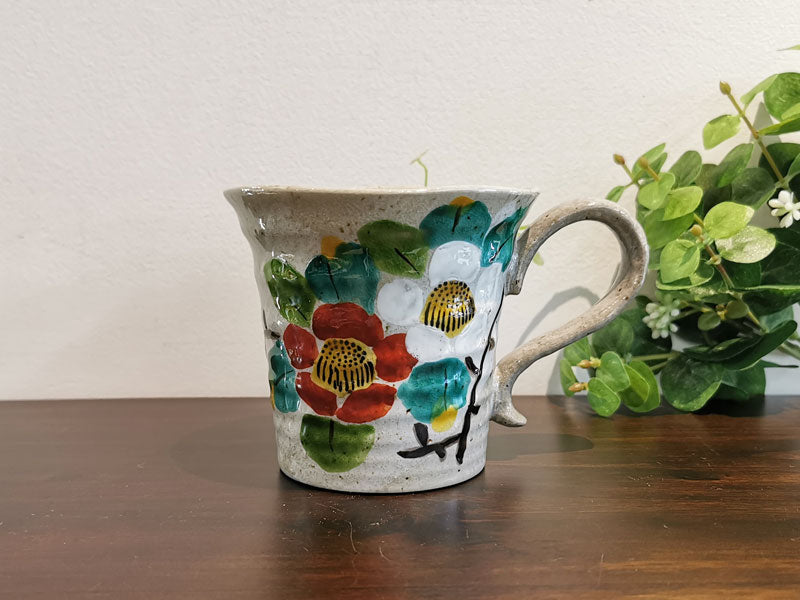 九谷焼 マグカップ 山茶花