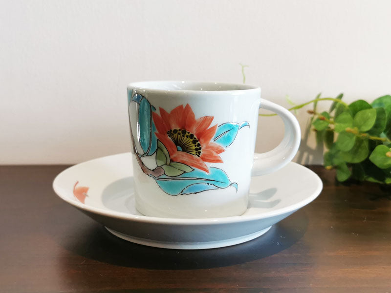 九谷焼 コーヒー碗皿 山茶花