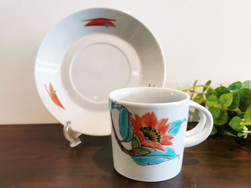 九谷焼 コーヒー碗皿 山茶花