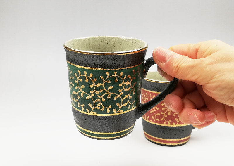 九谷焼 ペアマグカップ 金唐草