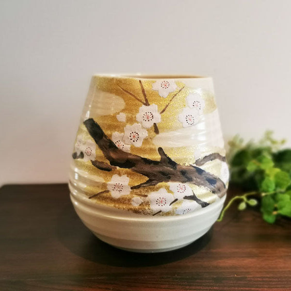 九谷焼 金箔桜紋花器