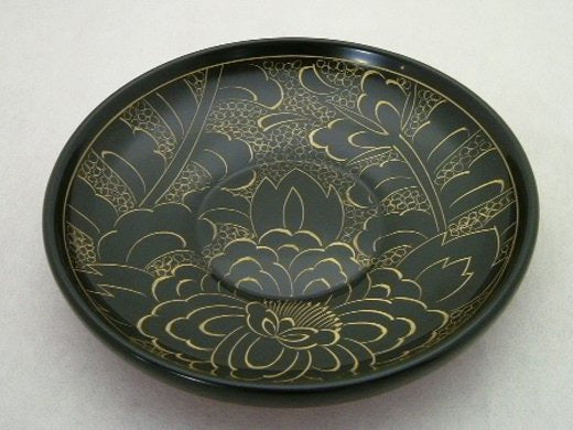 輪島塗 金牡丹沈金 茶托5枚組