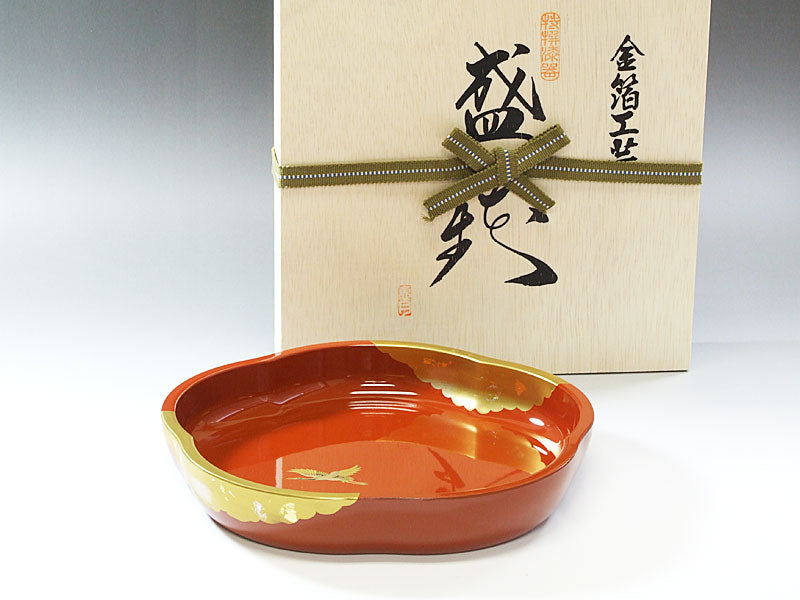 山中塗 翔鶴 梅型鉢(木箱入り)