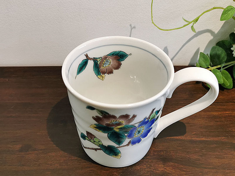 九谷焼 マグカップ 山茶花 秀山