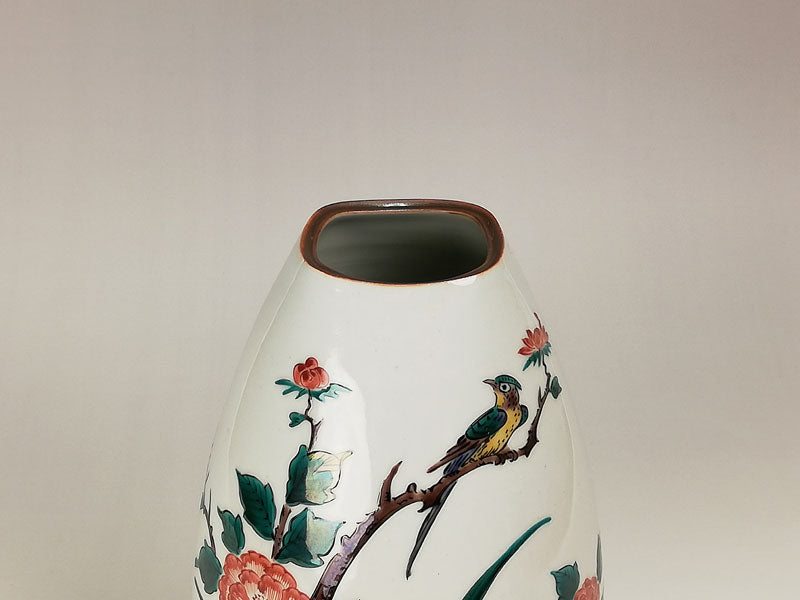 九谷焼【三ツ井為吉作】花鳥 小壺