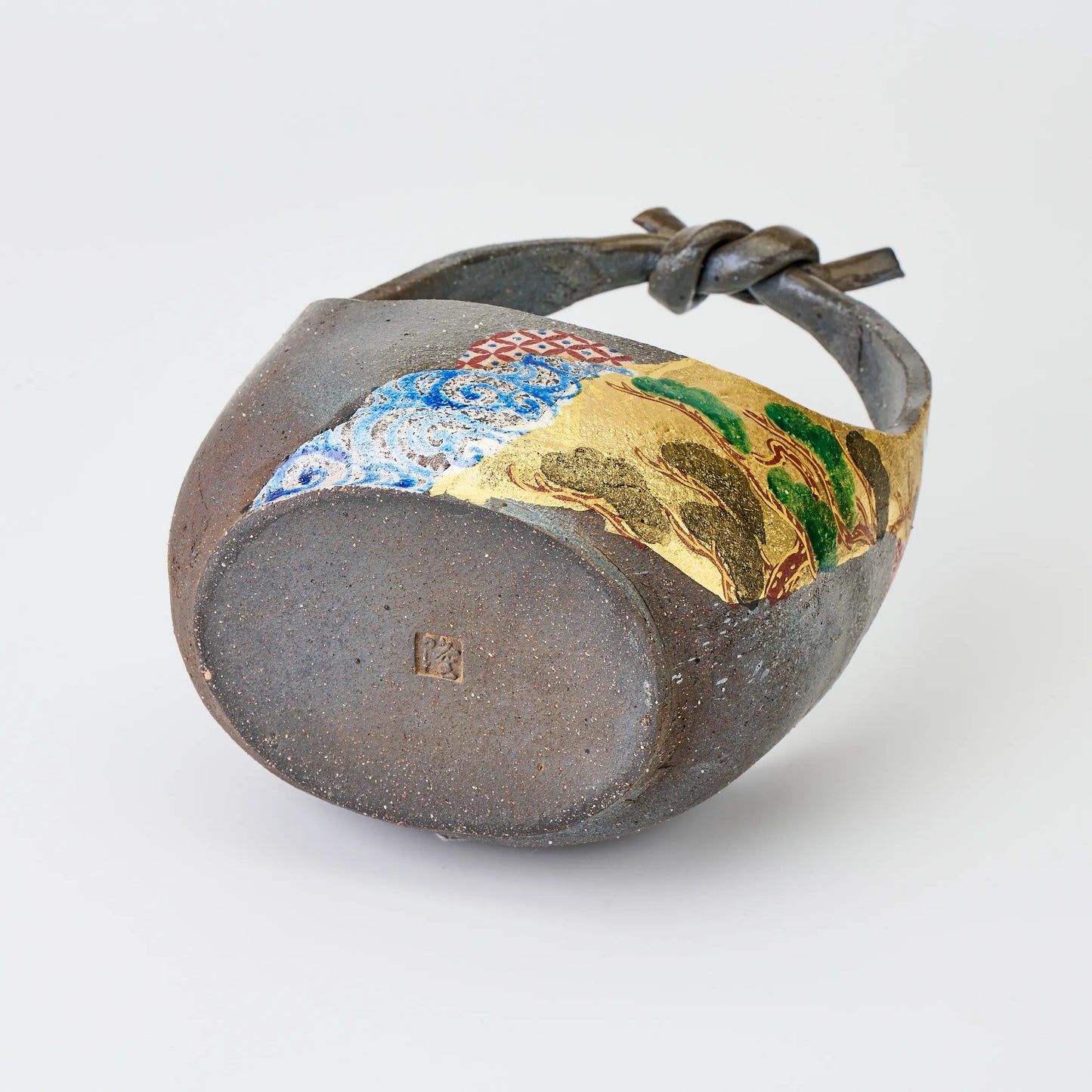 九谷焼【北村隆作】手付練込松竹梅鉢