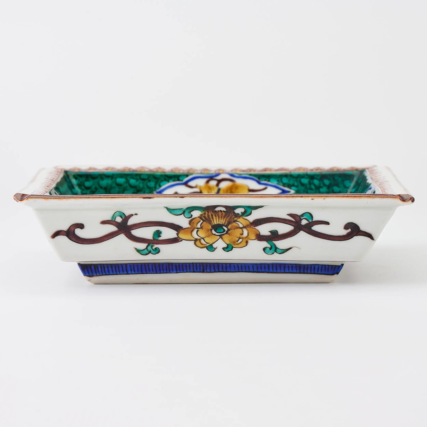 九谷焼【浅蔵五十吉作】古九谷角皿(菓子鉢)