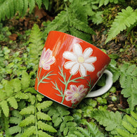 九谷焼 色絵マグカップ 四季の花 コスモス