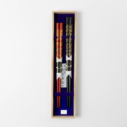 輪島箸本うるし先乾漆 蒔絵南天2膳入箸