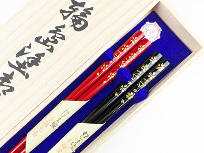 輪島箸 本うるし沈金 春秋2膳入箸