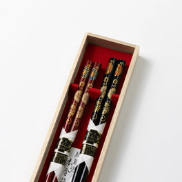 輪島箸本うるし先乾漆 蒔絵長菊2膳入箸