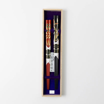輪島箸本うるし先乾漆 蒔絵らん2膳入箸