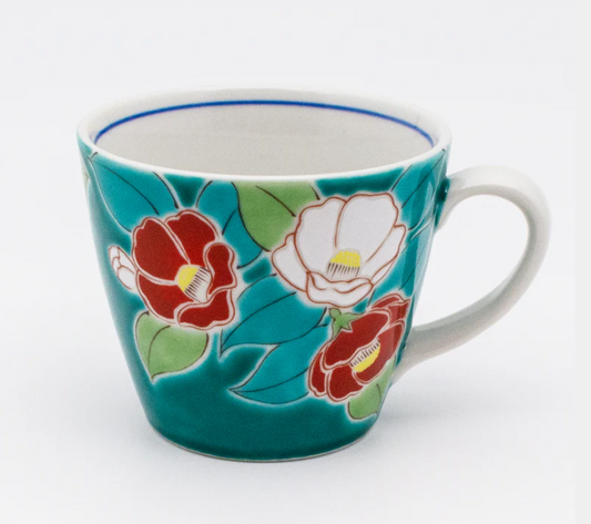 九谷焼 色絵マグカップ 四季の花 椿