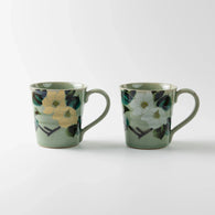 九谷焼 ペアマグカップ 金銀椿