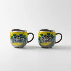 九谷焼 ペアマグカップ 吉田屋牡丹