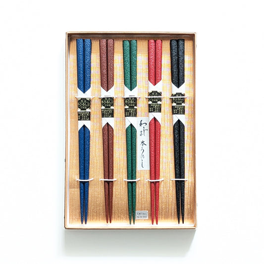 輪島箸 本うるし塗 5色 乾漆 5膳入箸