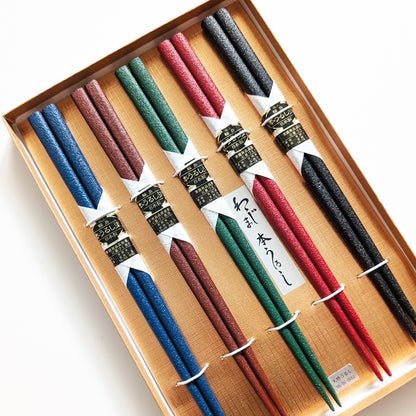 輪島箸 本うるし塗 5色 乾漆 5膳入箸