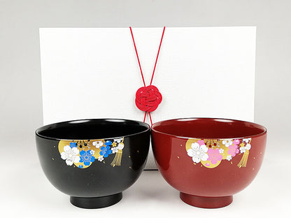 山中塗 夫婦椀（花嫁おわん・花婿おわん）