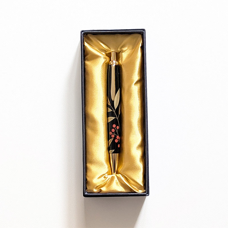 輪島塗 本うるし 珠流筆（ボールペン）南天（黒）