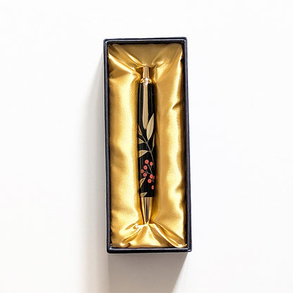 輪島塗 本うるし 珠流筆（ボールペン）南天（黒）