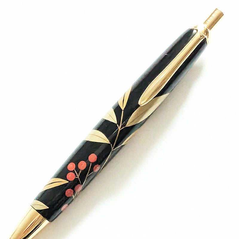 輪島塗 本うるし 珠流筆（ボールペン）南天（黒）