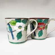 九谷焼 ペアマグカップ 椿に鳥