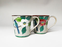 九谷焼 ペアマグカップ 椿に鳥