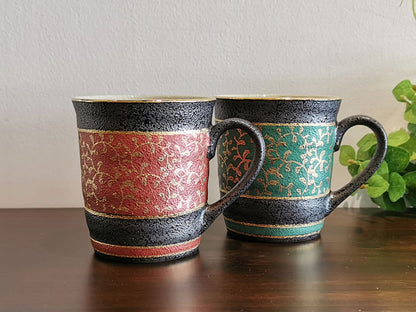 九谷焼 ペアマグカップ 金唐草
