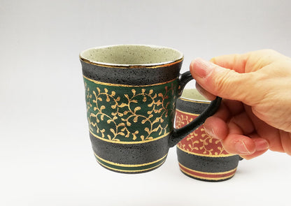 九谷焼 ペアマグカップ 金唐草