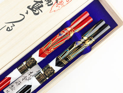 輪島箸 本うるし先乾漆蒔絵あやめ2膳入箸