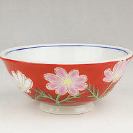 九谷焼 色絵飯碗 四季の花（コスモス）