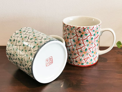 九谷焼 ペアマグカップ 花紋